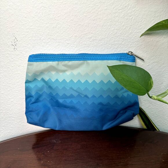 Coola Blue Wave Zip Pouch – Travel Makeup Bag Cosmetic Toiletry Organizer - Picture 2 of 3